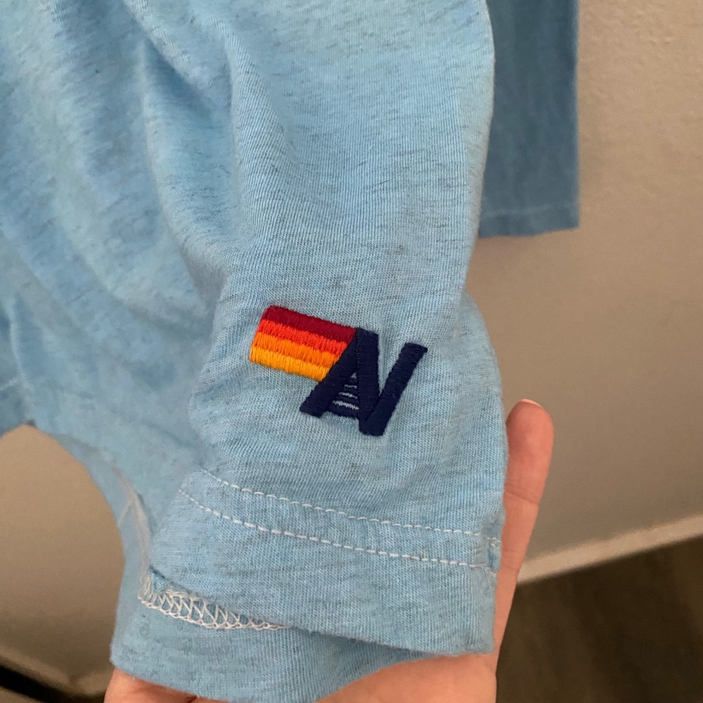 Aviator Nation Light Blue Rainbow Embroidered Long Sleeve Tee Shirt Small - Picture 3 of 6